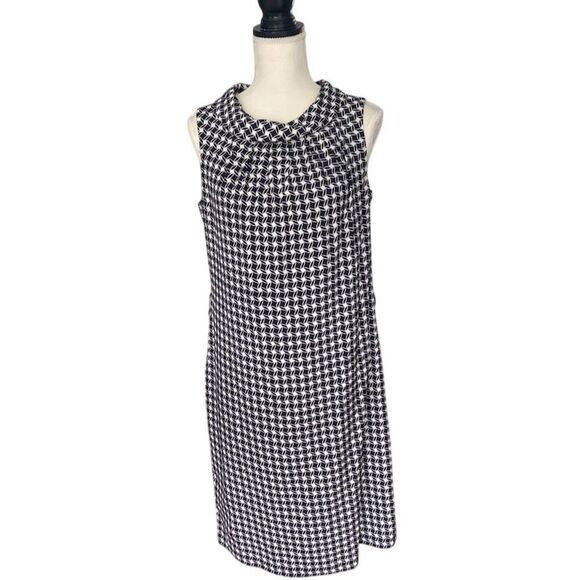 Talbots Size 10 Black geometric shape silk blend  Sleeveless Sheath Dress - Picture 1 of 6